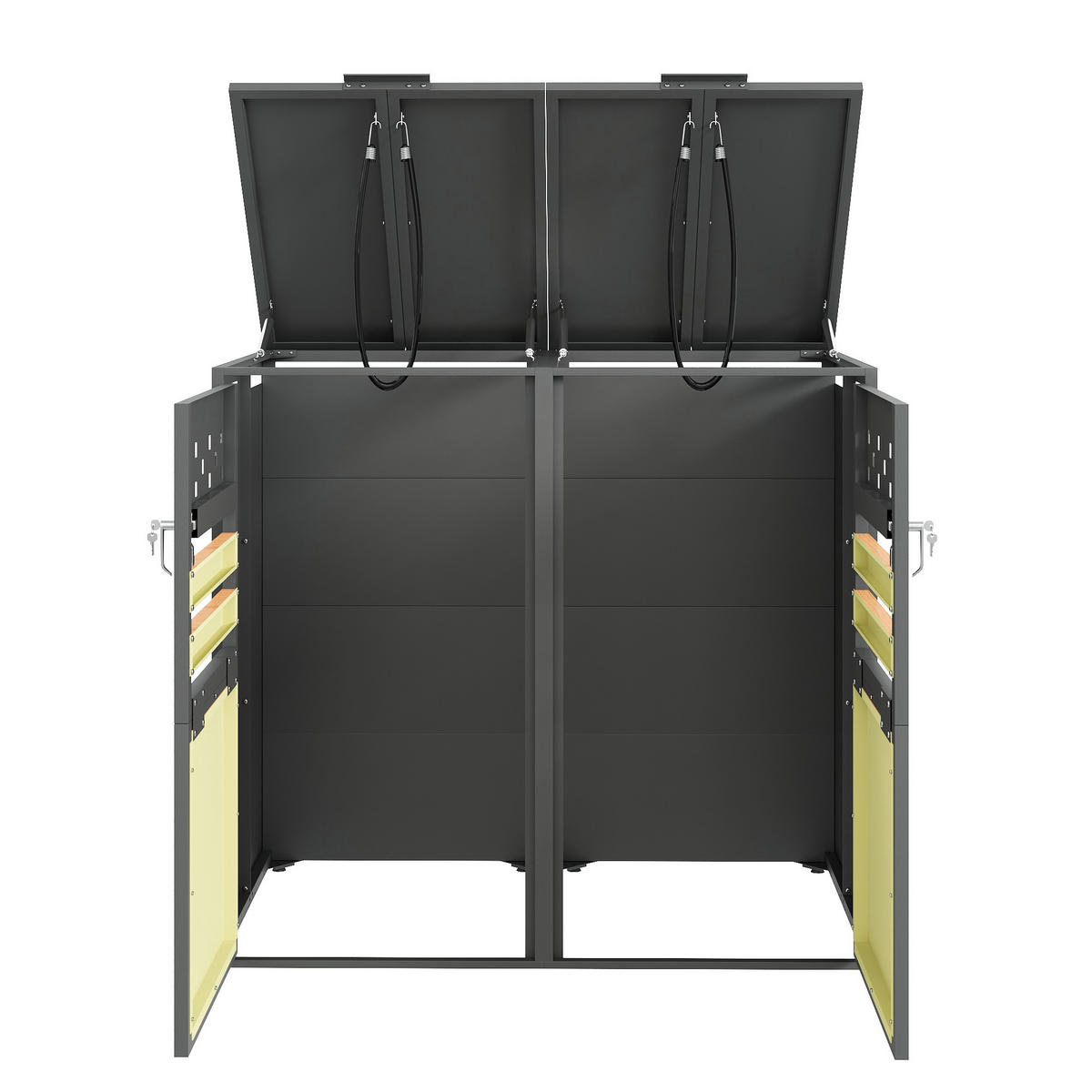 MÜLLTONNENBOX Mit Klappdeckel Holzoptik/Grau - Braun, Metall (132/120/80cm) - ComfortXL