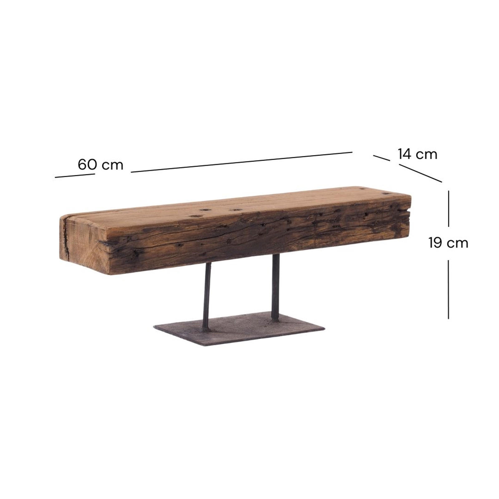 KERZENSTÄNDER CASTLE 60 Recycling Holz massiv, Shabby Chic Design naturfarben - Naturfarben, Holz (60/22/14cm) - DESIGN DELIGHTS