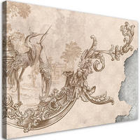 WANDBILD vögel und blätter boho - Beige, Textil (60/40cm) - Feeby