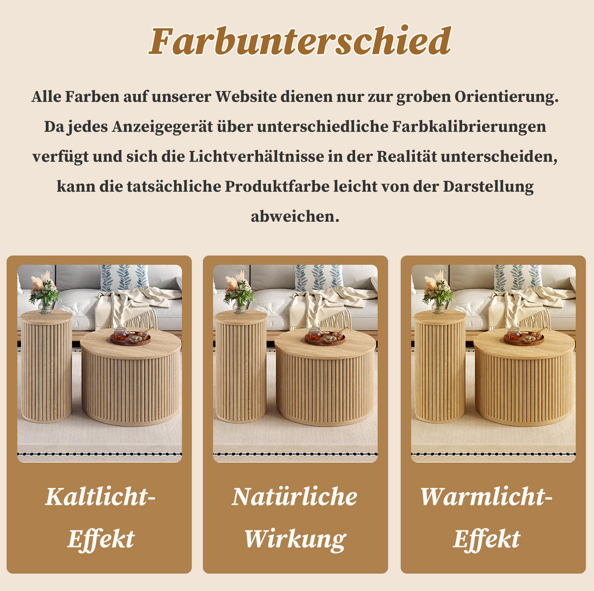COUCHTISCH 60/60/38.5 + 30/30/56 cm aus MDF in Natur mit Streifenmuster - Naturfarben, Holzwerkstoff (60/60/38.5cm) - OKMYHOME