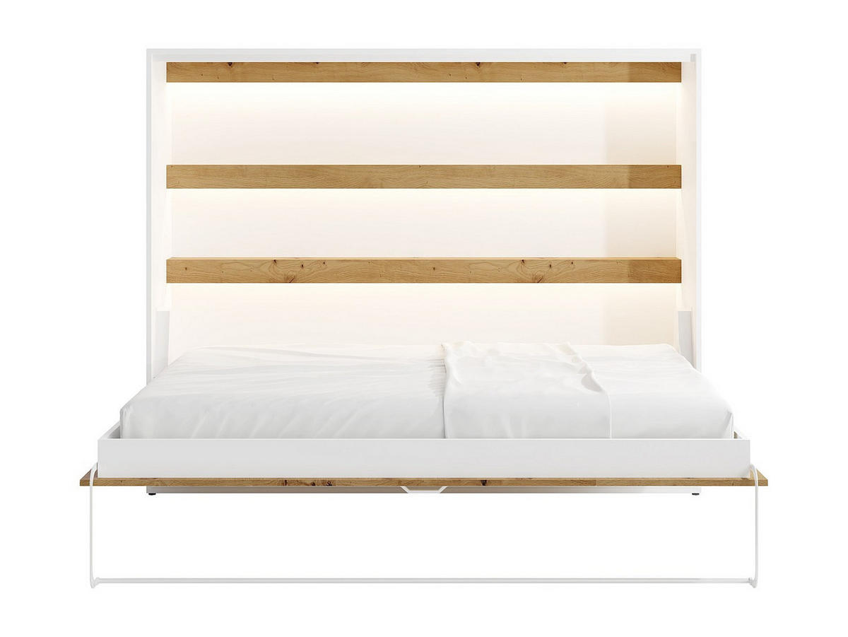 SCHRANKBETT - 2 Personen - holz - naturfarben hell, weiß Rapili - Naturfarben/Weiß, Holz (140/200cm) - Vente-Unique