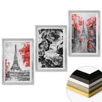 WANDBILDER 3er Set - 40x60 cm Silberner Rahmen - graue Gemälde des Eiffelturms - Silberfarben, Kunststoff (40/60cm) - ArtPrintCave
