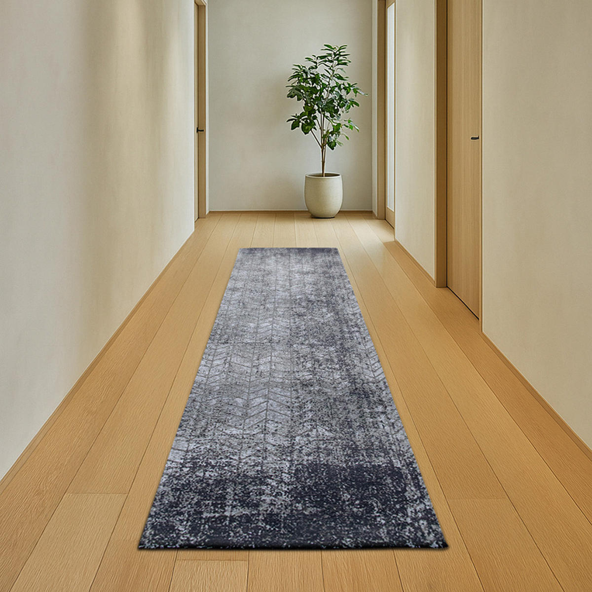 TEPPICH Harlem Contrast Mad Men Jacob's Ladder 80/250 cm - Schwarz, Kunststoff/Textil (80/250cm) - Louis De Poortere