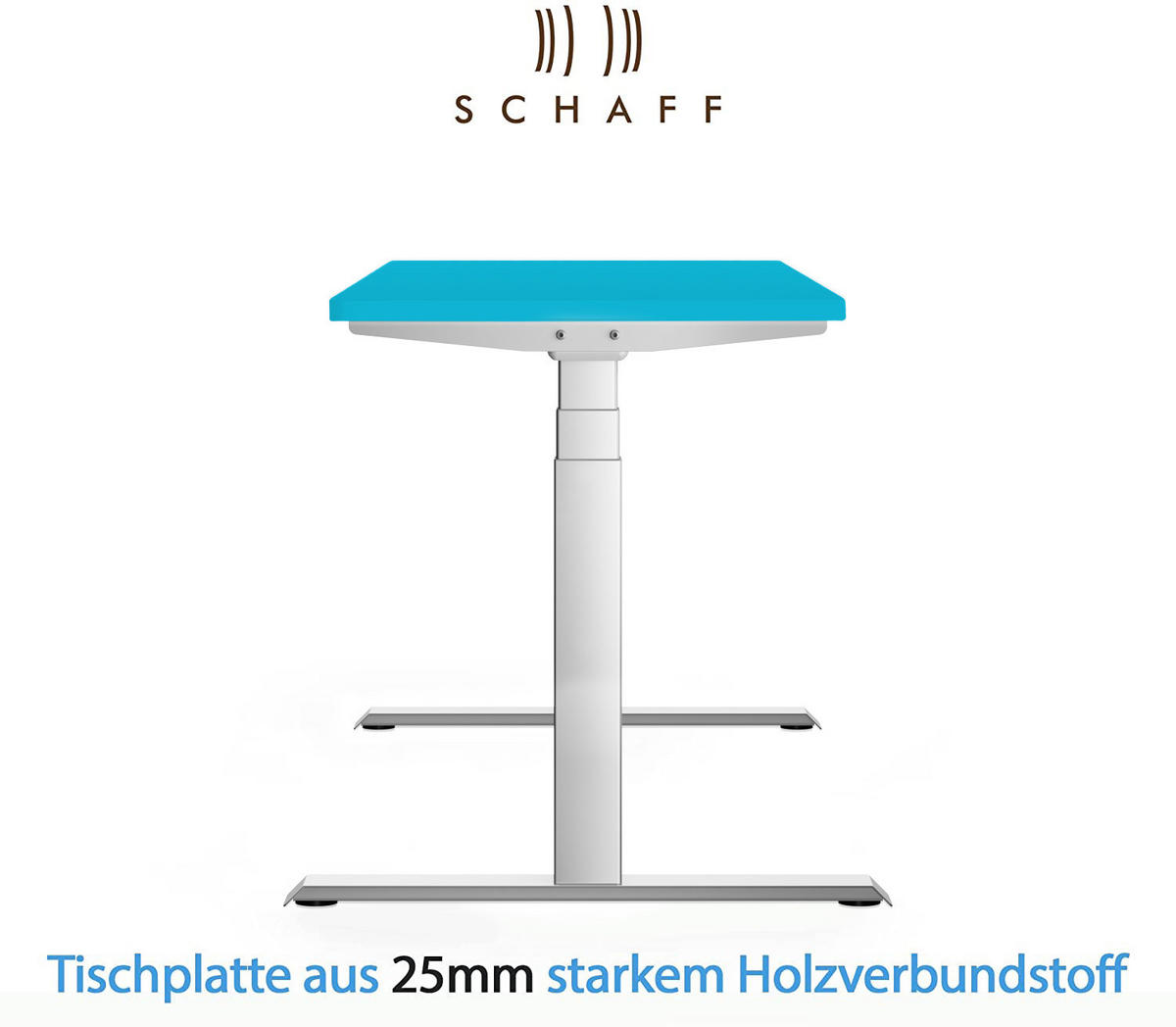SCHREIBTISCH elektrisch höhenverstellbar REC | 140x60 cm | Blau - Blau, Metall (140/60/60cm) - Schaff