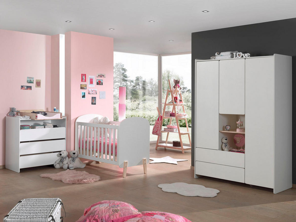 KINDERZIMMERSCHRANK Karilynn 133x55x190 MDF+Massivholz Weiß - Beige, Holzwerkstoff (133/190/55cm) - 58aufmkessel