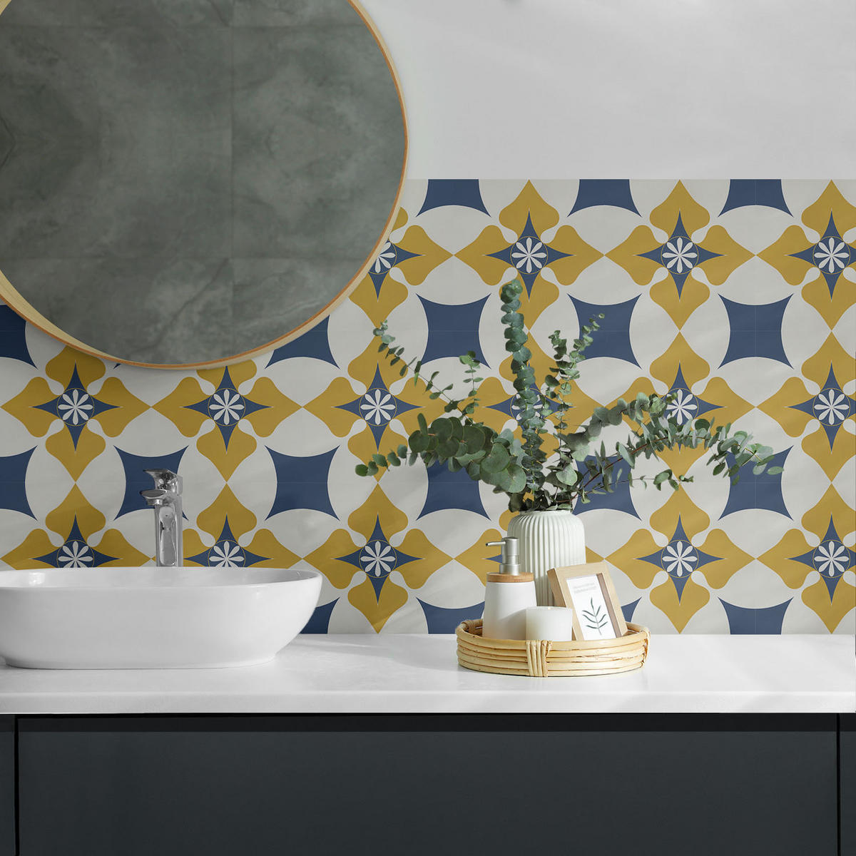 WANDPANEEL 20 Stück 20x20 cm selbstklebend Solvian - Gelb, Kunststoff (20/1.6/20cm) - Wallfluent