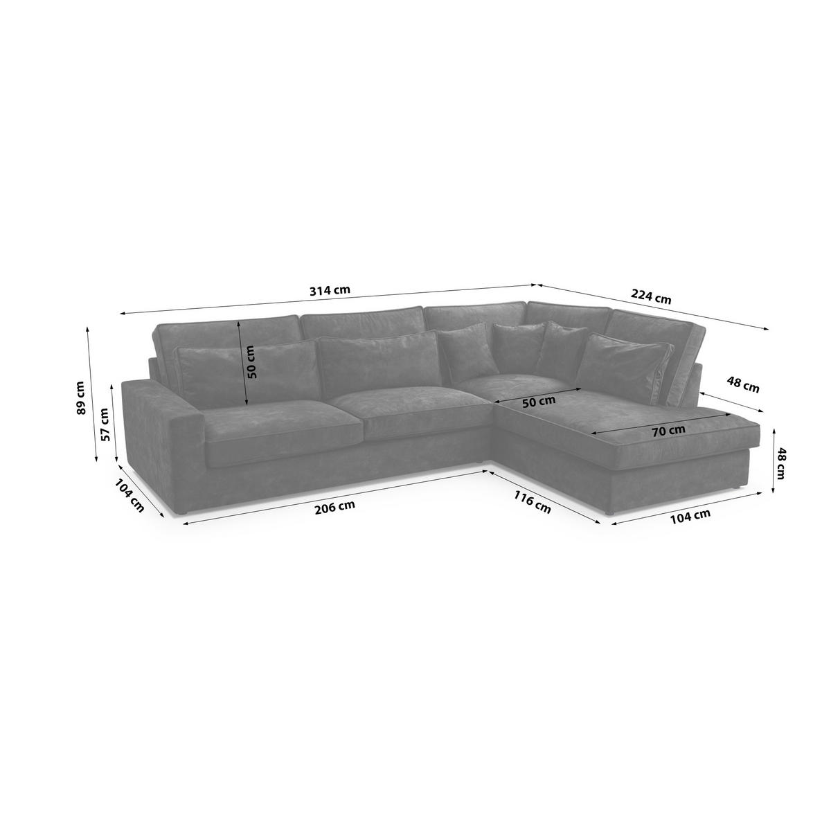 ECKSOFA Eckcouch Monica L-form, Dunkelgrau - Dunkelgrau, Textil (224/314cm) - Fedve