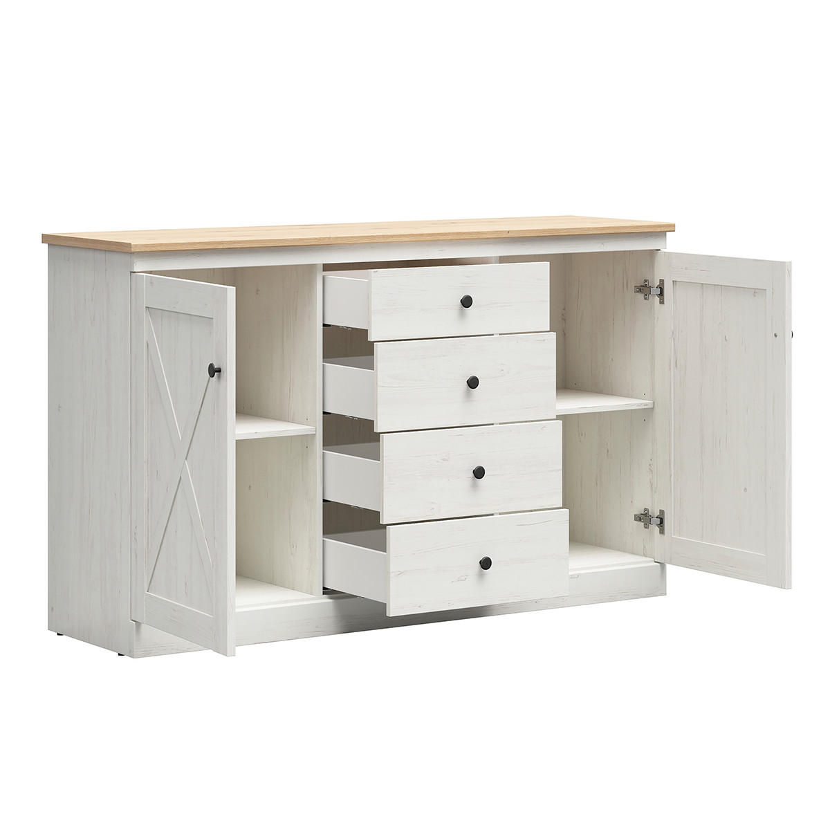 SIDEBOARD Victoria Weiß und Holz - Weiß, Holzwerkstoff (153/93/43cm) - Petits-meubles