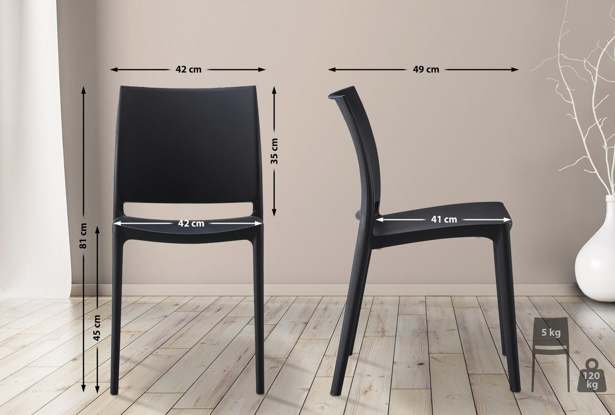 STÜHLE Merle - 2er Set schwarz - Schwarz, Kunststoff (42/81/49cm) - TPFGarden