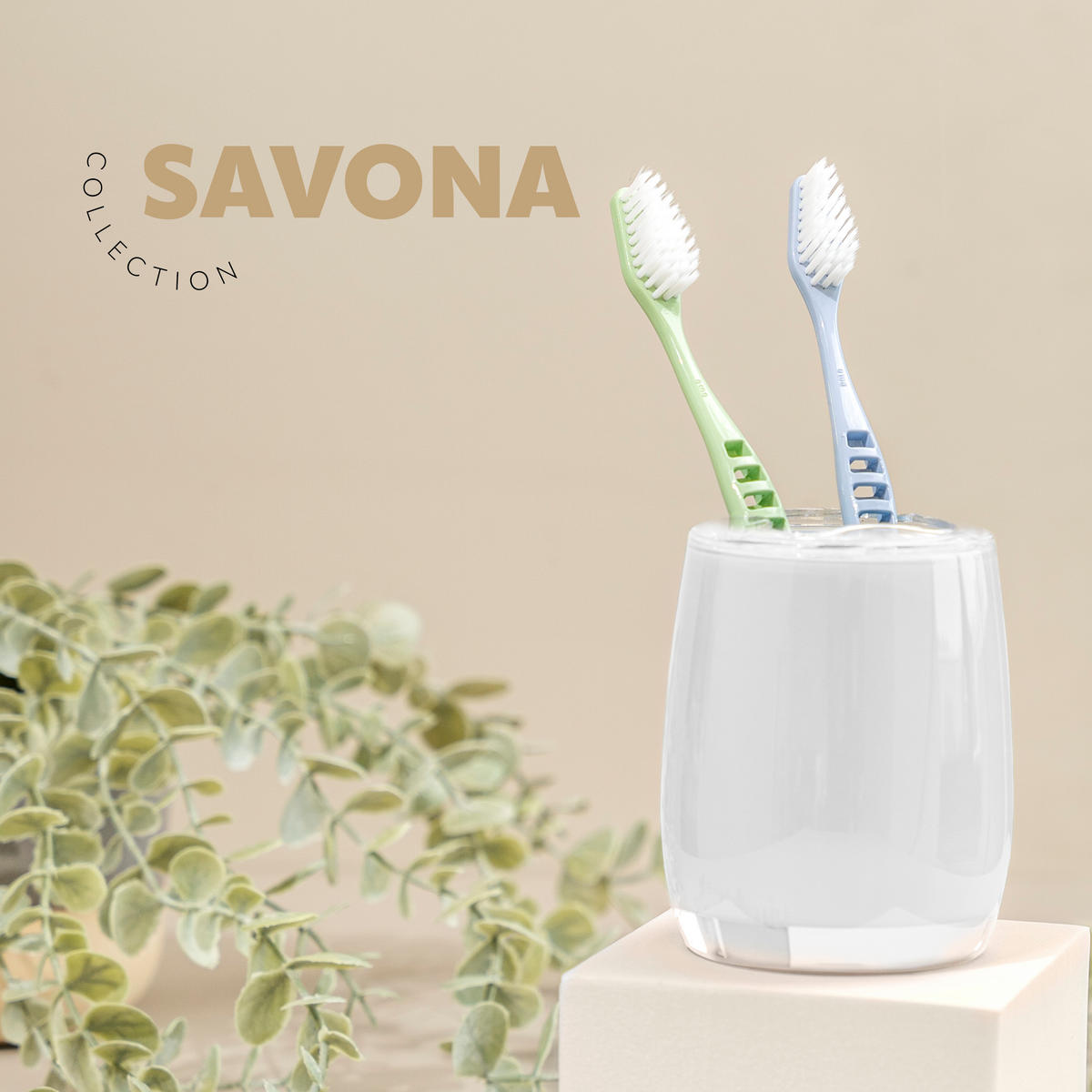 ZAHNBÜRSTENBEHÄLTER SAVONA, weiß - Weiß, Kunststoff (8/10/8cm) - bremermann