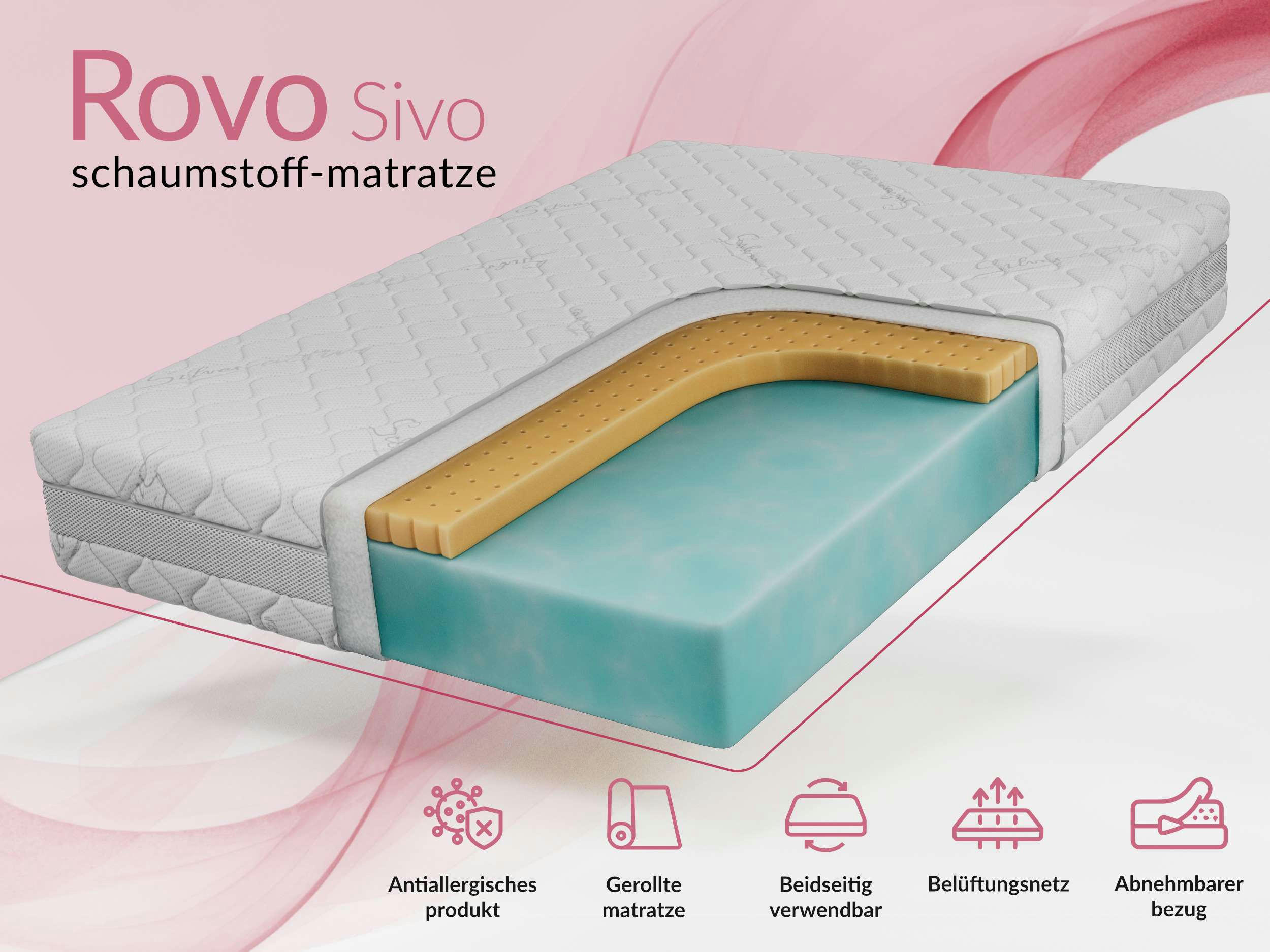 Thumbnail - MKS Latexmatratze, Weiß, Textil, H2, Füllung: Latex, Rechteckig, 140x200 cm, Oeko-Tex®, atmungsaktiv, Bezug abnehmbar/wa...