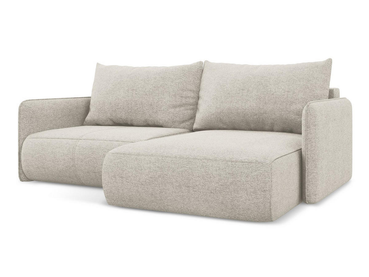 ECKSOFA mit Schlaffunktion Chenille Stoff Grau - Silberfarben/Schwarz, Kunststoff/Textil (207/148cm) - Makamii