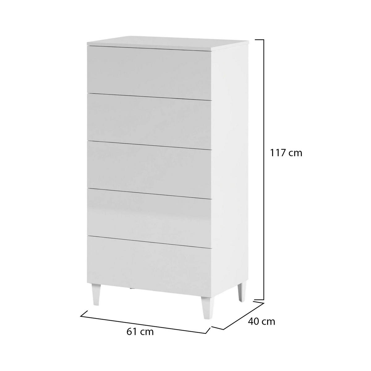 KOMMODE Weiß 40/61/117 cm - Weiß, Holzwerkstoff (61/117/40cm) - DMORA