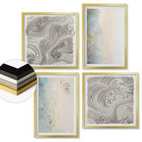 WANDBILDER 4er Set - 50x50 cm & 40x60 cm Goldrahmen - Zarte Aquarellkartons - Goldfarben, Kunststoff (50/50cm) - ArtPrintCave