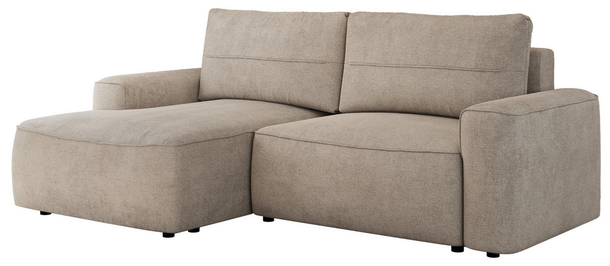 ECKSOFA BELLUNO L Beige Strukture - Links - Beige/Schwarz, Textil (144/233cm) - MKS