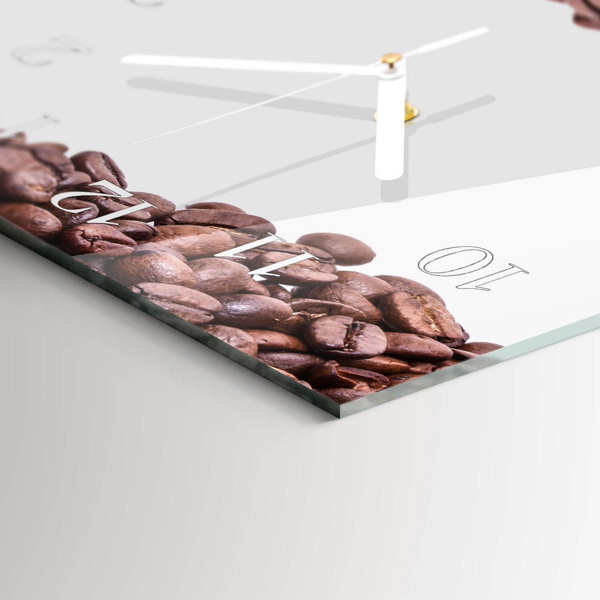WANDUHR 60x30 cm - Kaffeebohnen - Braun, Glas (60/30/0.4cm) - TULUP