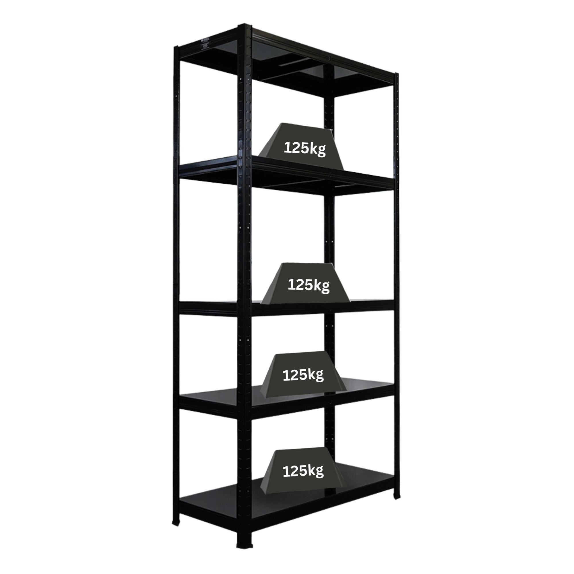 SCHWERLASTREGAL Ragnar für Gesamtlast 625kg 180x90x40 5 Stahlplatten-Ebenen Schwarz - Silberfarben, Metall (90/180/40cm) - PROREGAL