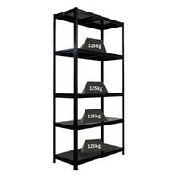 SCHWERLASTREGAL Ragnar für Gesamtlast 625kg 180x90x40 5 Stahlplatten-Ebenen Schwarz - Silberfarben, Metall (90/180/40cm) - PROREGAL