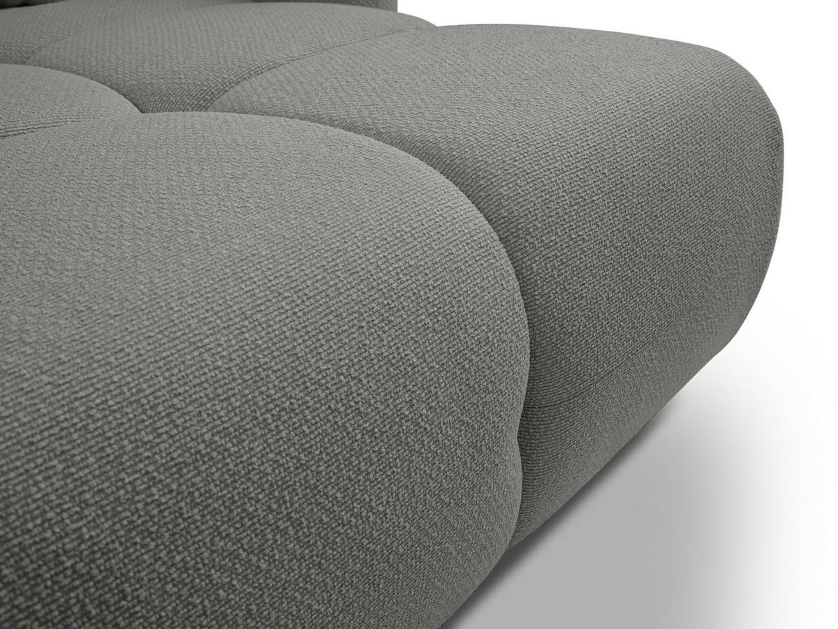 ECKSOFA MODA E Grau Geflochtener Stoff mit Schlaffunktion - Grau, Holz (257/177cm) - MASSENO