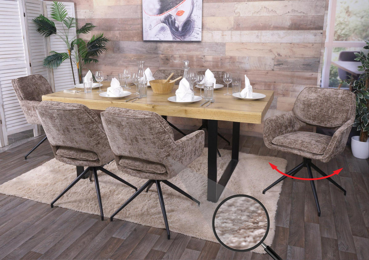 ESSZIMMERSTUHL Braun 6er-Set - Braun, Textil (57/86/61cm) - MCW