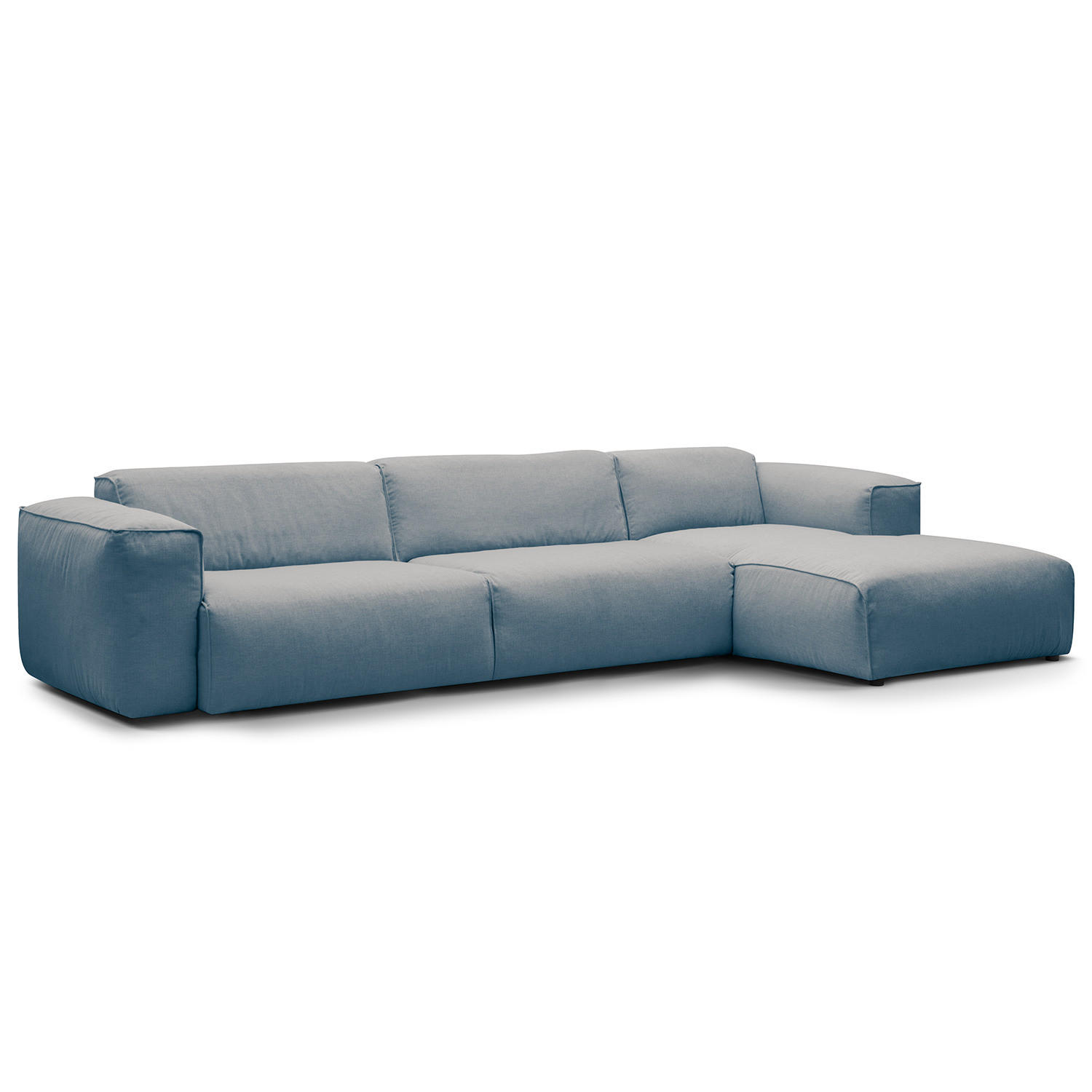 3-SITZER ECKSOFA mit Longchair - Blau/Schwarz, Kunststoff/Textil (317/173cm) - home24