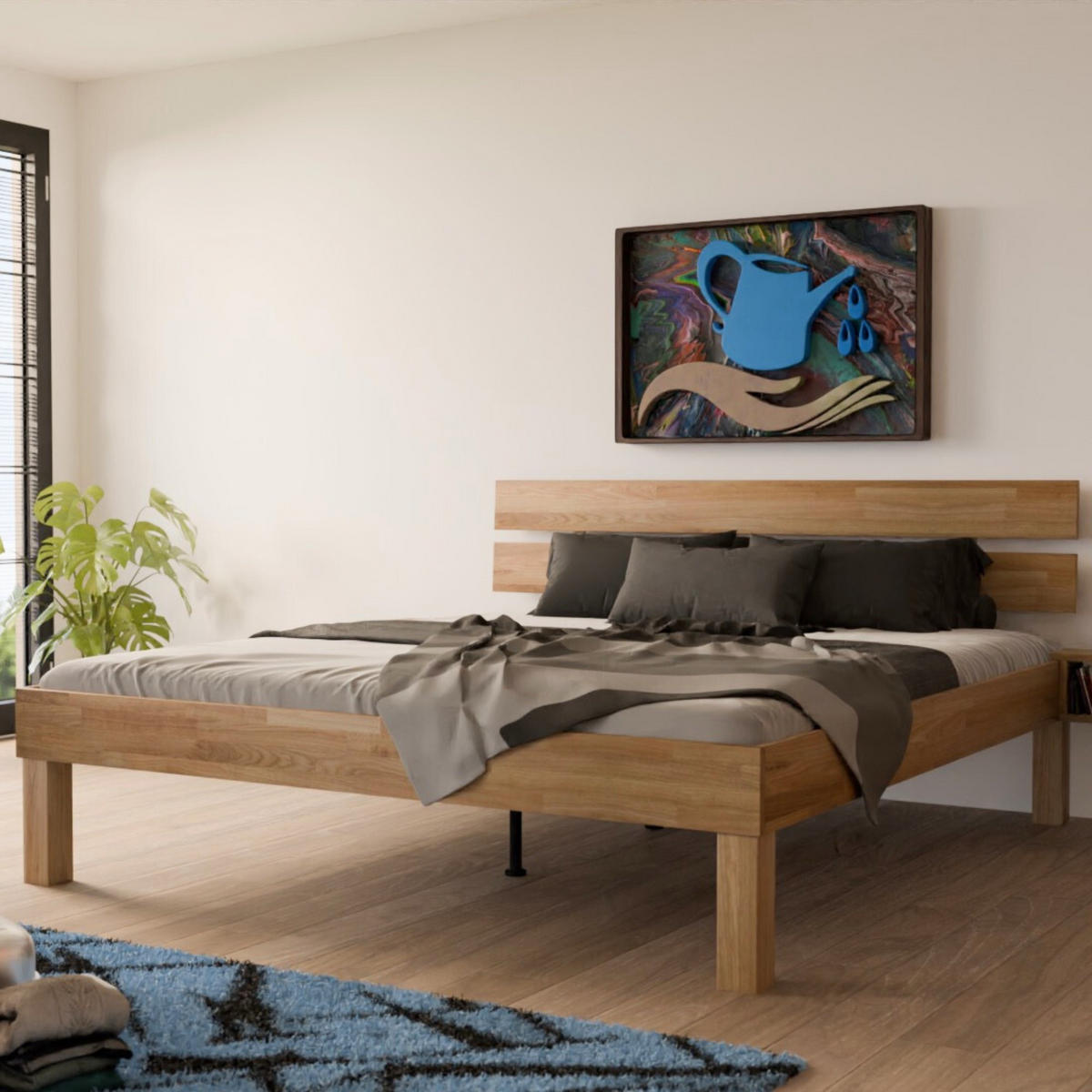 KOMFORTBETT 140/200 cm aus massiver Wildeiche - Braun, Holz (140/200cm) - MeinMassivholz