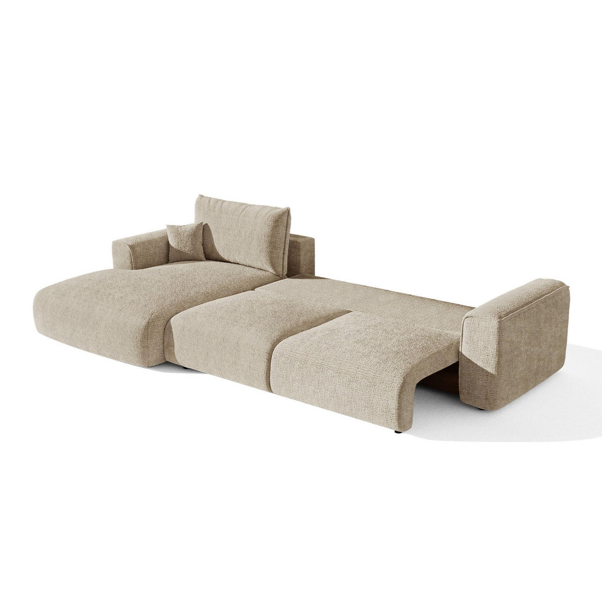 LINKSECK-SCHLAFSOFA mit Stauraum COMO Kettgewebe mit weichem Griff Beige 297cm - Beige, Textil (297/167cm) - Premium Interiors