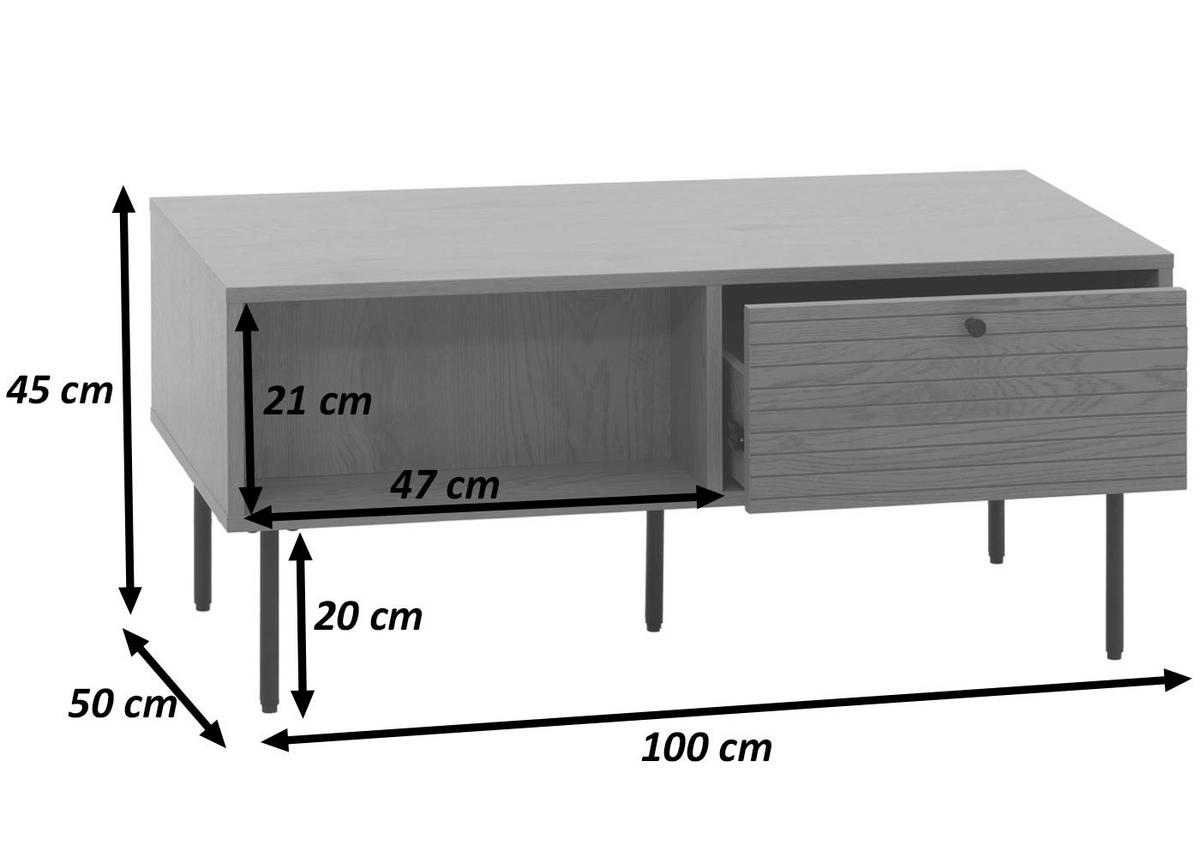 KÁVOVÝ STOLÍK hranatý hnedý - hnedá, drevo (50/100/45cm) - MCW