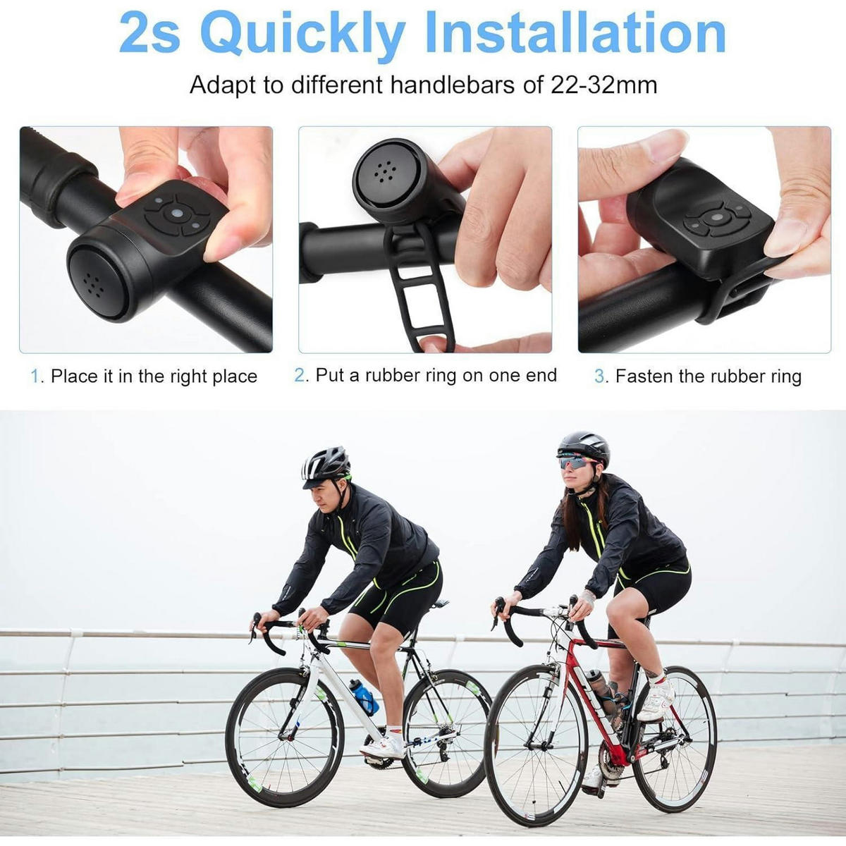 FAHRRADKLINGEL elektrisch 120 dB Diebstahlschutz Schwarz - Schwarz, Kunststoff (4.8/3.5/7.5cm)