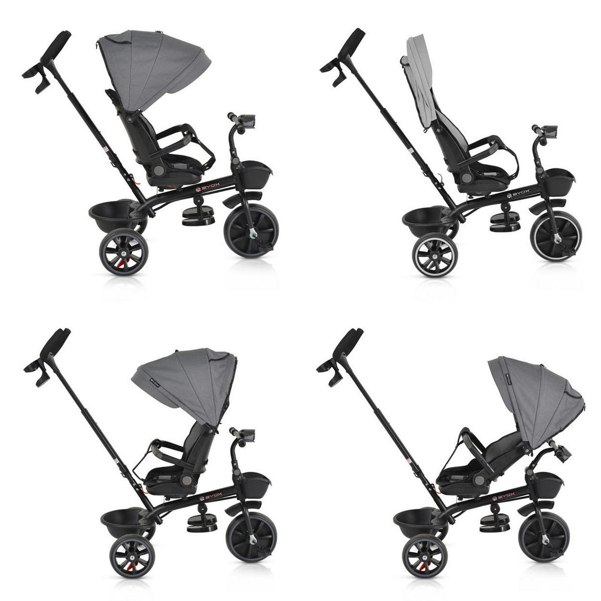 DREIRAD Tricycle Summer grau Fußstütze klappbar, Musik, Becherhalter, Körbe - Grau, Metall (75/52/110cm)