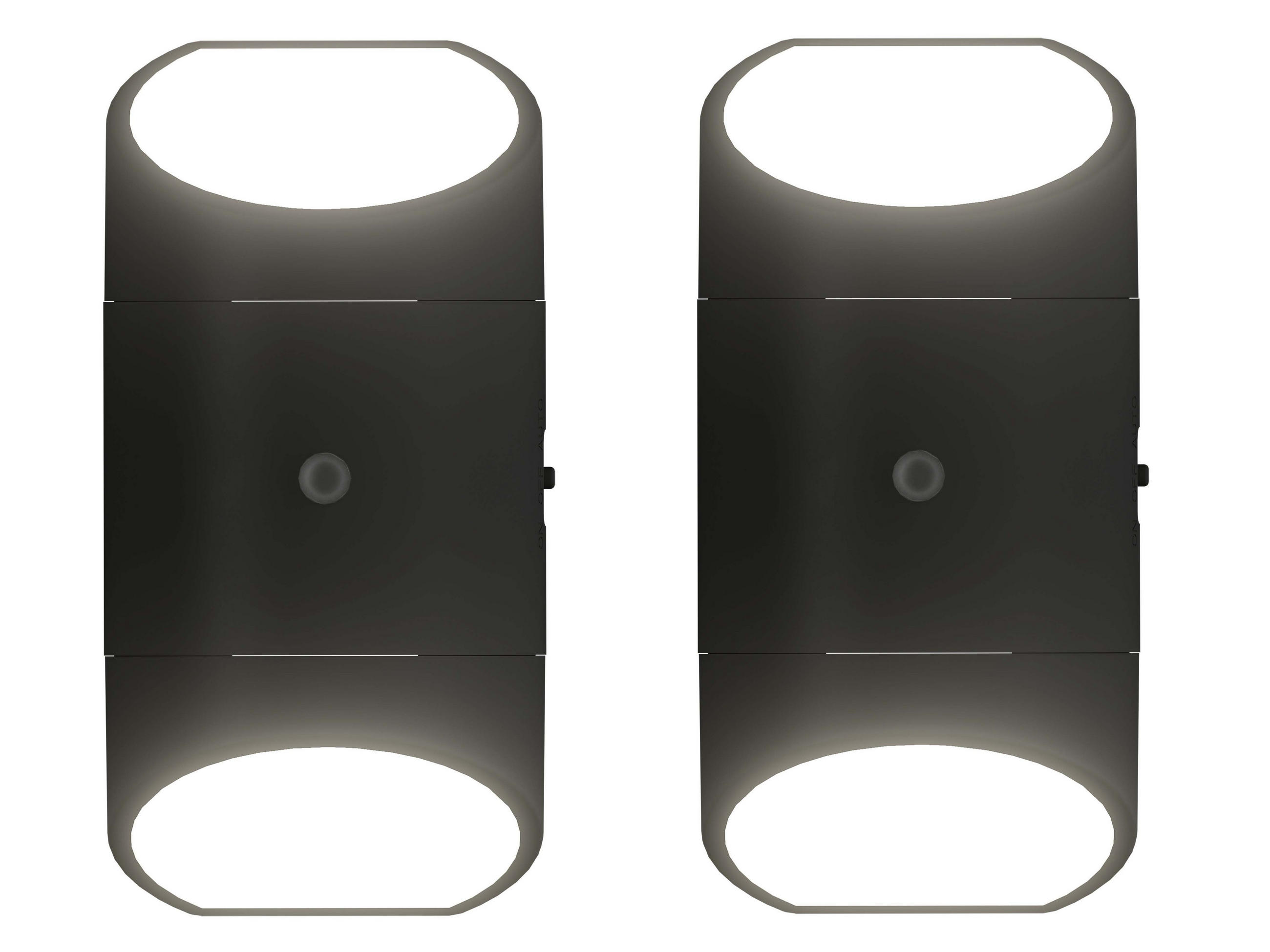 LED Nachtlicht mit Dämmerungssensor & Bewegungsmelder, Up&Down Licht für Steckdose 2er-Set Rund-Schwarz - Schwarz, Kunststoff (8.4/5.1/9.9cm) - Northpoint