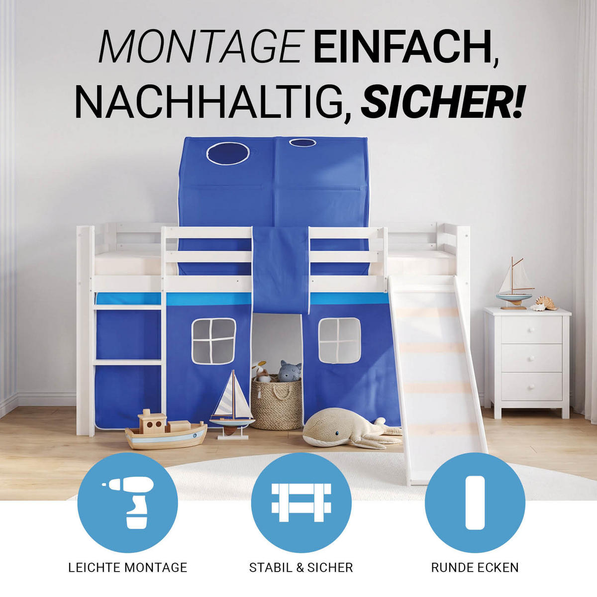 HOCHBETT Tunnel 90/200 cm Blau - Blau/Weiß, Holz (90/200cm) - Homestyle4u