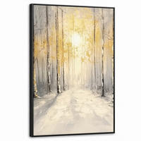 LEINWAND Bilder mit Rahmen - Winter - Abstrakt - Schnee - Natur - Sonne - 60x90 - Grau, Textil (60/90cm) - MuchoWow
