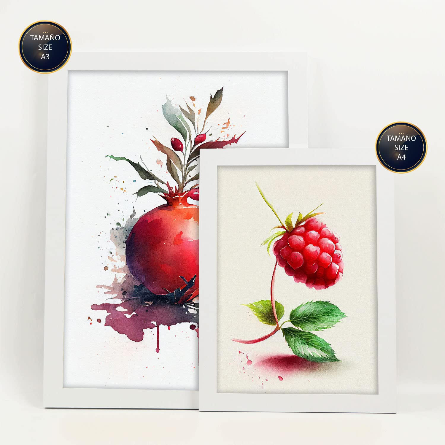 POSTER Set Mit 6 Sommerfrüchte Plakate Von Obst, Gemüse & Gesunden Lebensmitteln Im Aquarell Kunst Auf Reinweißen Hintergründen A3 & A4 Weißer Rahmen - Weiß, Papier (29/3cm) - Nacnic