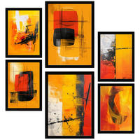 POSTER Set Mit 6 Schwarz weiße geometrische Muster A3 & A4 Schwarzer Rahmen - Schwarz, Papier (29/3cm) - Nacnic