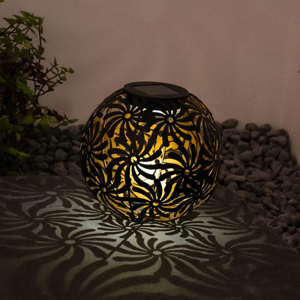 LED AUSSENLEUCHTE Geflechtkugel Schwarz Gold - Schwarz, Metall (18.5/18.5/54cm)