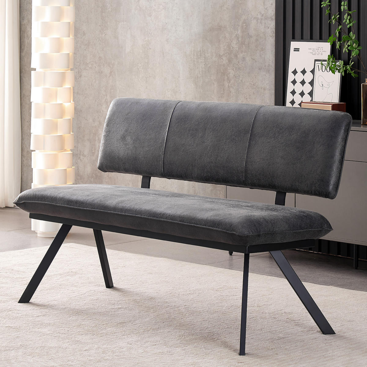 SITZBANK JUNA 140/57/86 cm Anthrazit - Anthrazit, Textil/Metall (140/86/57cm) - B&D Home