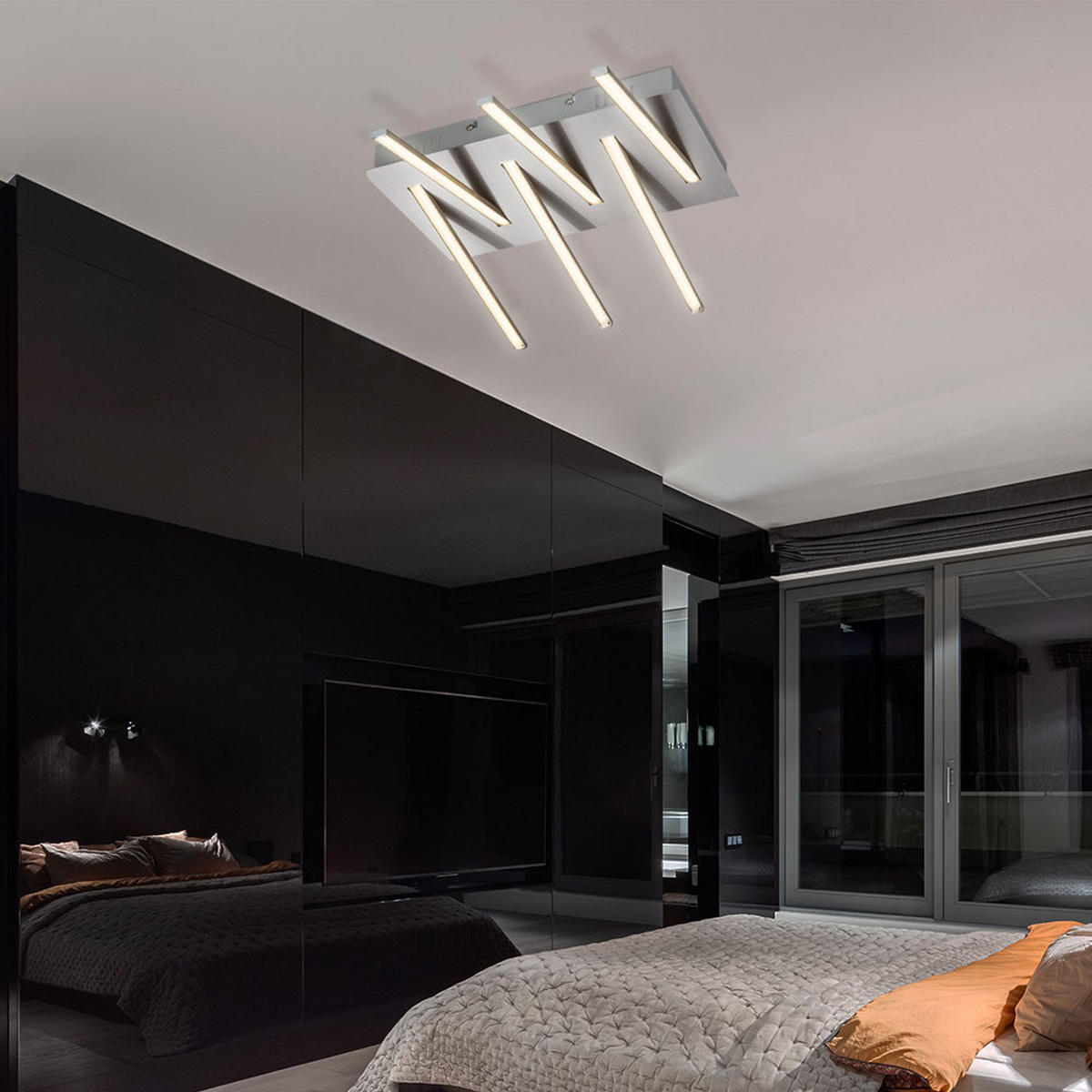 LED DECKENLEUCHTE FUEGO Silber Kristall - Silberfarben, Metall (48/38/12cm) - Globo Lighting