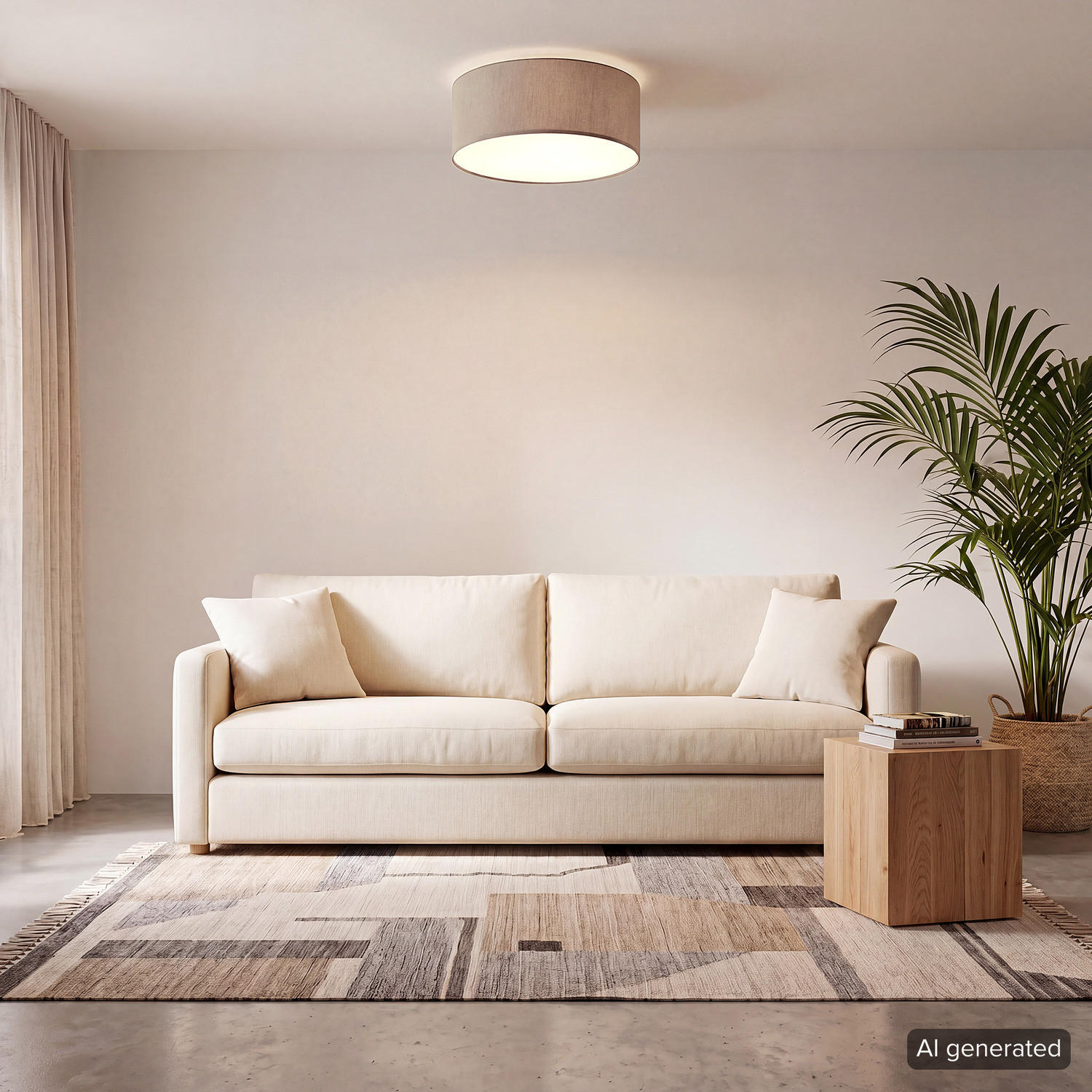DECKENLEUCHTE - Baumwollstoff / Eisen - 3-flammig - Grau, Glas/Textil (50/50/21cm) - home24