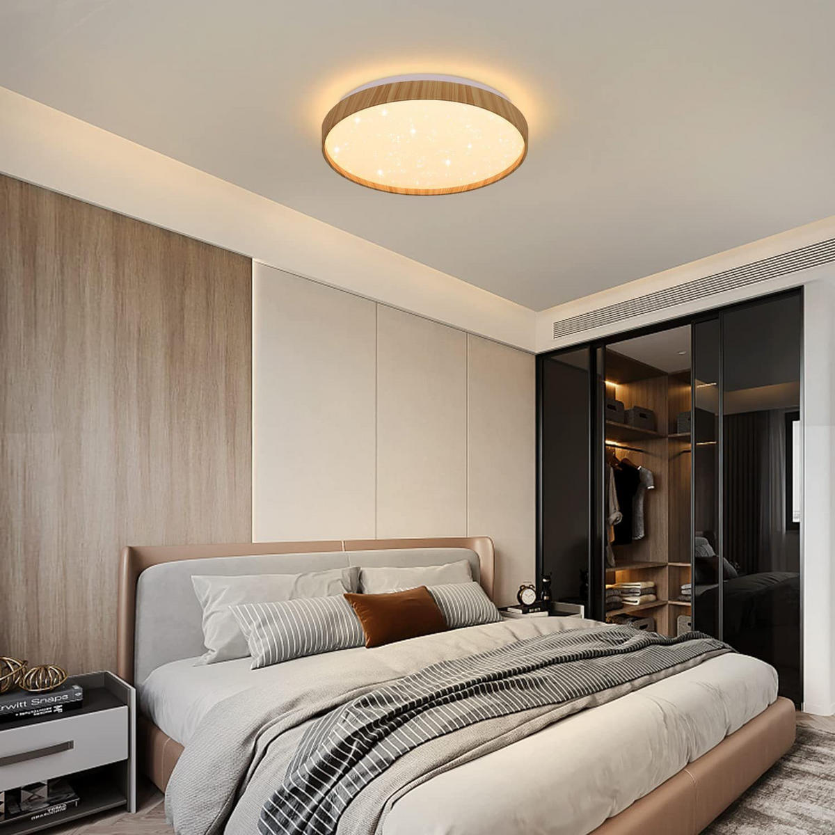 LED stropní svítidlo Lukas 40/40/6 cm - hnědá, kov (40/40/6cm) - Nettlife