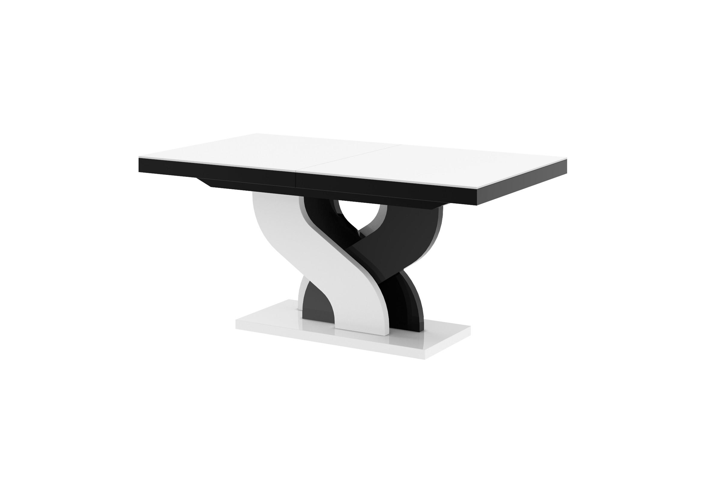 designimpex Esstisch Schwarz Hochglanz, Weiß Hochglanz 160x75x89 cm