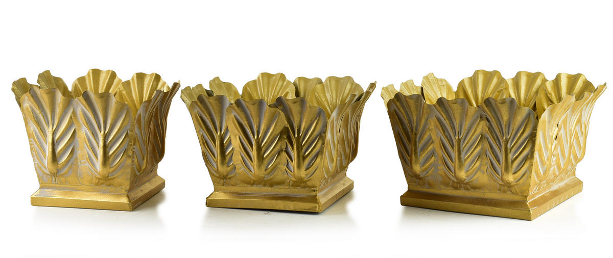 BLUMENTOPF Marina 2er Set Gold 32/32/20 cm Metall - Goldfarben, Metall (32/20/32cm) - Mondex