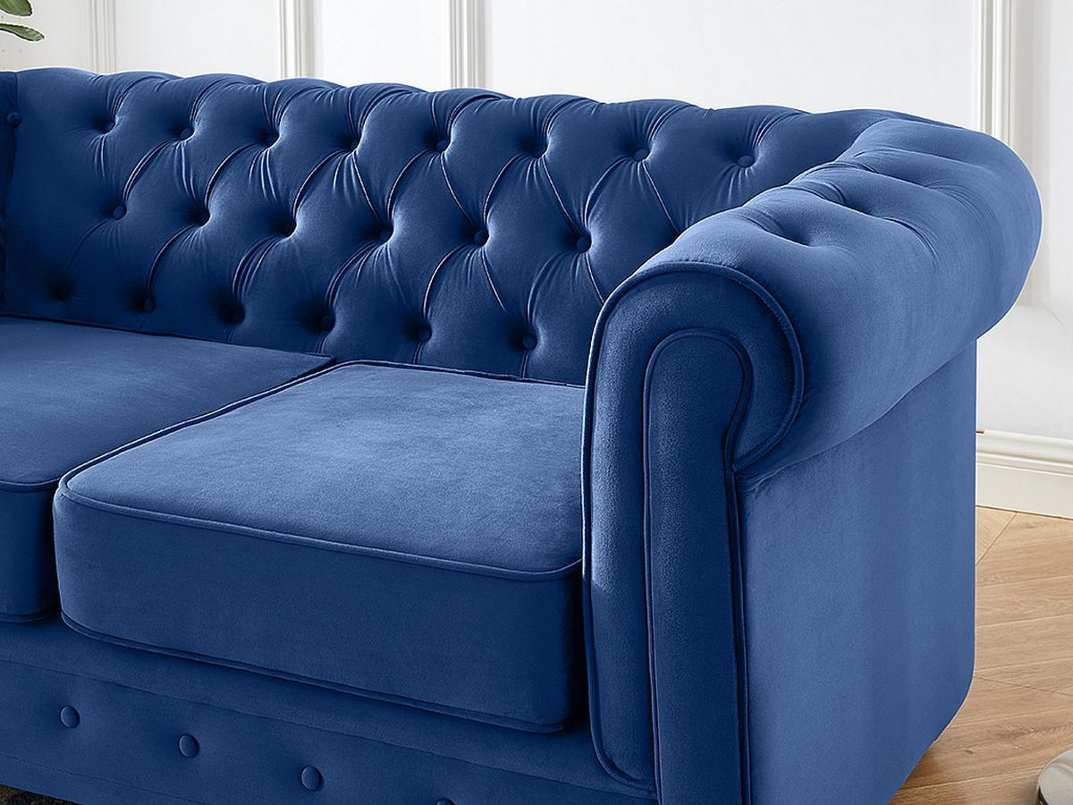 SOFA 2-Sitzer - Samt - Dunkelblau - CHESTERFIELD - Blau, Textil (168/72/88cm) - Vente-Unique