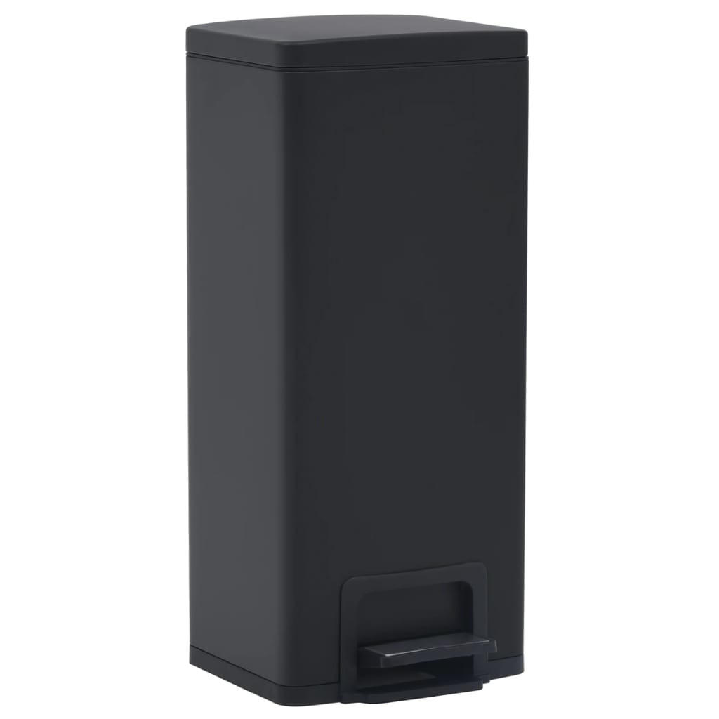 MÜLLEIMER mit Fußpedal 30L Stahl Schwarz - Schwarz, Metall (31/71/31cm) - DELUKE