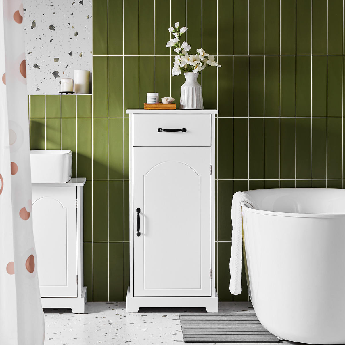 BADEZIMMERSCHRANK Weiß - Weiß, Holzwerkstoff (42/93/30cm) - SoBuy