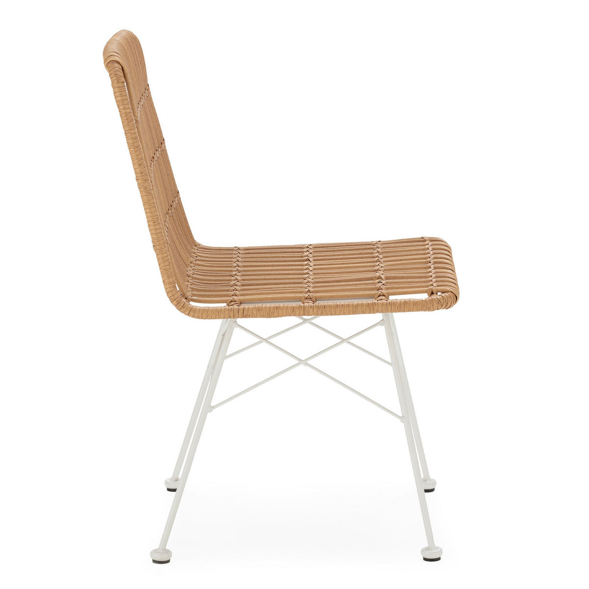 STUHL-SET 2 Aitana, Ratan/Weiß - Weiß, Kunststoff/Metall (48/85/61cm) - VS Venta-stock