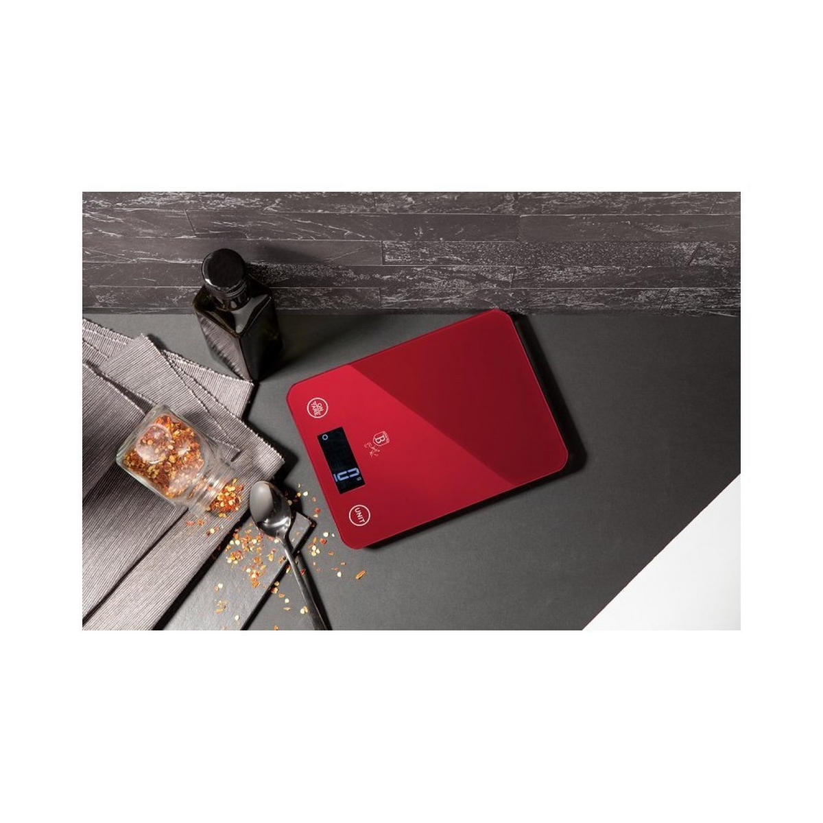 KÜCHENWAAGE Rot 21.5/14/1 cm BH9350 - Rot, Kunststoff - Berlinger Haus