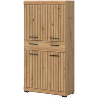 MIDISCHRANK Eiche Artisan 74 x 143 cm, Badschrank mit viel Stauraum - Schwarz/Eiche Artisan, Holzwerkstoff/Kunststoff (74/143/31cm) - Inn.Furn