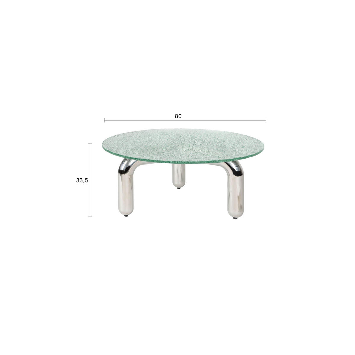 COUCHTISCH Marly Rund 60 cm Silber - Silberfarben, Glas (80/80/33.5cm) - Dutchbone