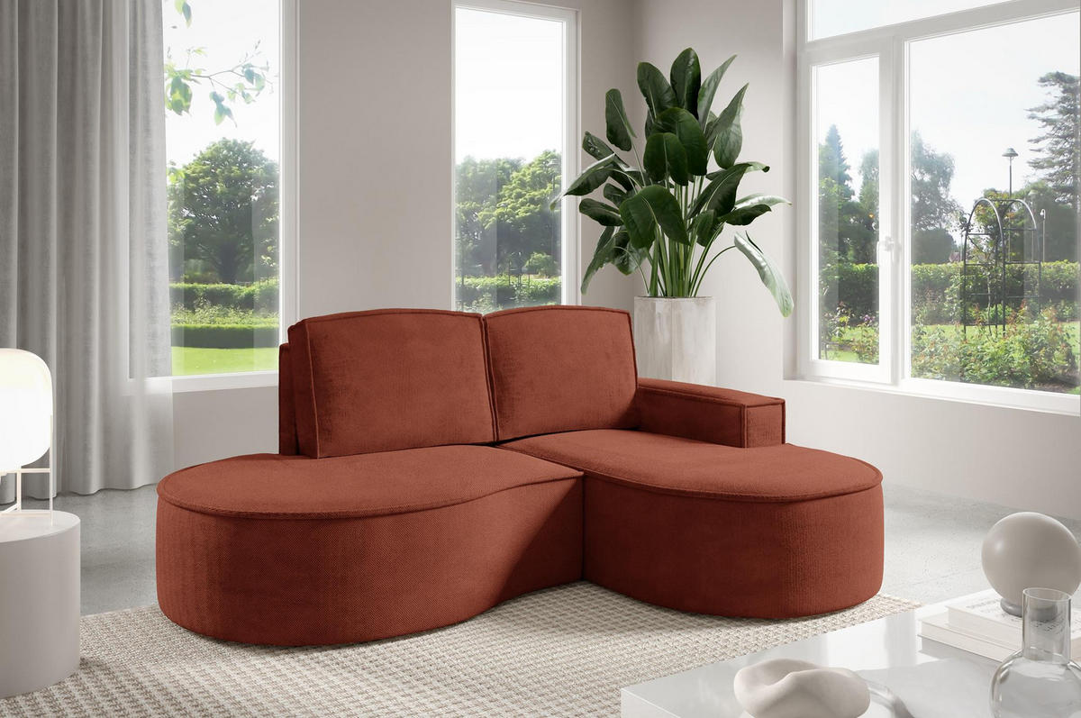ECKSOFA Flow Rot, mit Kissen in Curio Stoff, rechte seite - Rot, Holzwerkstoff/Textil (210/157cm) - Bettso